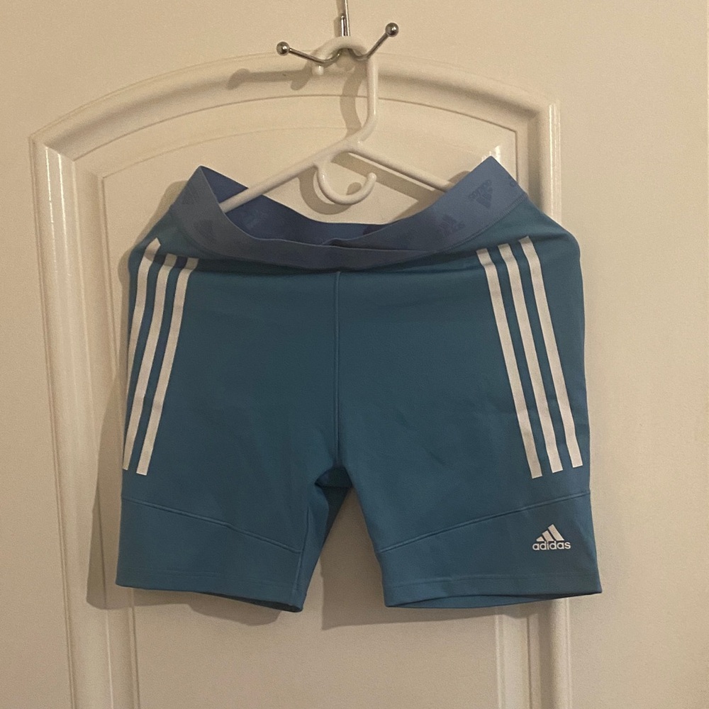 Adidas Teal Training Shorts with White Stripes